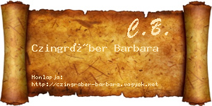 Czingráber Barbara névjegykártya